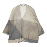 Plantation コットンリネン 切替 カーディガン ベージュ グレー レディース プランテーション【中古】5-0816M∞