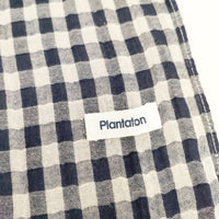 Plantation ギンガムチェック マフラー ストール ネイビー ホワイト レディース プランテーション【中古】5-0723G◎