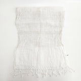 Plantation フリンジ ボーダー マフラー ストール ホワイト レディース プランテーション【中古】5-0809M◎