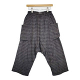 Plantation PL23FF283 リネンウールコットン ボーダー サルエルパンツ グレー レディース プランテーション【中古】5-1204G∞