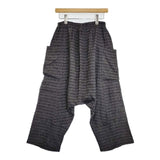 Plantation PL23FF283 リネンウールコットン ボーダー サルエルパンツ グレー レディース プランテーション【中古】5-1204G∞