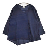 Plantation PL63FK213 Vネック ジャガード コットン プルオーバー 製品洗い ブラウス シャツ ネイビー レディース プランテーション【中古】5-1204M∞