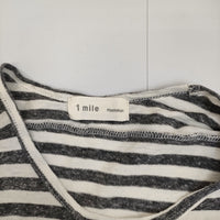 Plantation 1mile PL21JE930 サイズM ボーダー フレンチスリーブ カットソー グレー ホワイト レディース プランテーション【中古】5-0622S♪