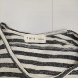 Plantation 1mile PL21JE930 サイズM ボーダー フレンチスリーブ カットソー グレー ホワイト レディース プランテーション【中古】5-0622S♪