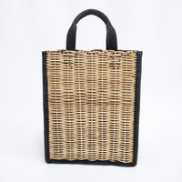 ebagos かご袋大 キャンバス 紅籐 2019SS カゴ袋 防水 かごバッグ ベージュ ブラック レディース エバゴス【中古】5-0707G◎