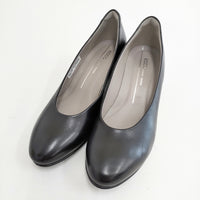 ecco sculpted 45 レザーブロックヒールパンプス EU38 24cm パンプス ブラック レディース エコー【中古】5-0904G◎
