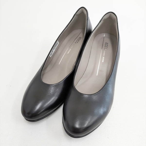 ecco sculpted 45 レザーブロックヒールパンプス EU38 24cm パンプス ブラック レディース エコー【中古】5-0904G◎