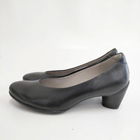 ecco sculpted 45 レザーブロックヒールパンプス EU38 24cm パンプス ブラック レディース エコー【中古】5-0904G◎