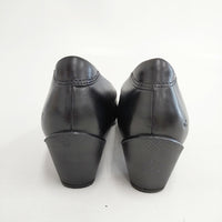 ecco sculpted 45 レザーブロックヒールパンプス EU38 24cm パンプス ブラック レディース エコー【中古】5-0904G◎