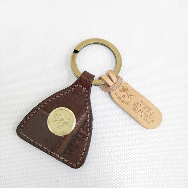 IL BISONTE 新品 オンライン限定 クロコエンボスドレザー キーリング 定価8800円 54232306050 ブラウン レディース イルビゾンテ【中古】5-0614G♪