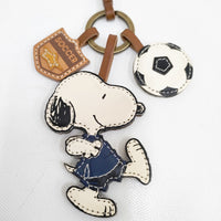 genten PEANUTS ワクワクチャーム サッカー スヌーピー レザー 定価16500円 チャーム ブラウン アイボリー レディース ゲンテン【中古】5-0809G◎