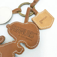 genten PEANUTS ワクワクチャーム サッカー スヌーピー レザー 定価16500円 チャーム ブラウン アイボリー レディース ゲンテン【中古】5-0809G◎