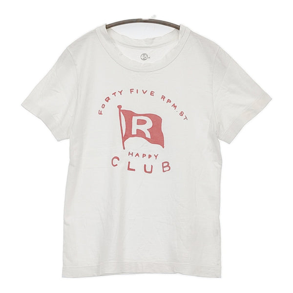 45R/45rpm HAPPY CLUB ロゴ サイズ3 半袖Ｔシャツ カットソー ホワイト レディース フォーティーファイブアールピーエム【中古】5-0708S♪