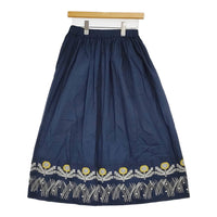 marble sud 新品 EMB zassou Skirt 雑草 刺繍 定価23100円 ギャザー ロングスカート 25SS ネイビー レディース マーブルシュッド【中古】5-0614M♪