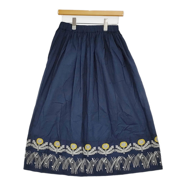 marble sud 新品 EMB zassou Skirt 雑草 刺繍 定価23100円 ギャザー ロングスカート 25SS ネイビー レディース マーブルシュッド【中古】5-0614M♪