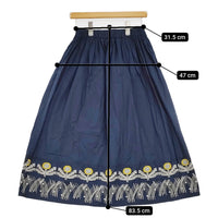 marble sud 新品 EMB zassou Skirt 雑草 刺繍 定価23100円 ギャザー ロングスカート 25SS ネイビー レディース マーブルシュッド【中古】5-0614M♪