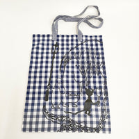 tao COMME des GARCONS ムーミン トーベヤンソン ギンガムプリントトートバッグ ネイビー ホワイト タオ コムデギャルソン【中古】5-0614G♪