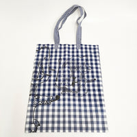 tao COMME des GARCONS ムーミン トーベヤンソン ギンガムプリントトートバッグ ネイビー ホワイト タオ コムデギャルソン【中古】5-0614G♪