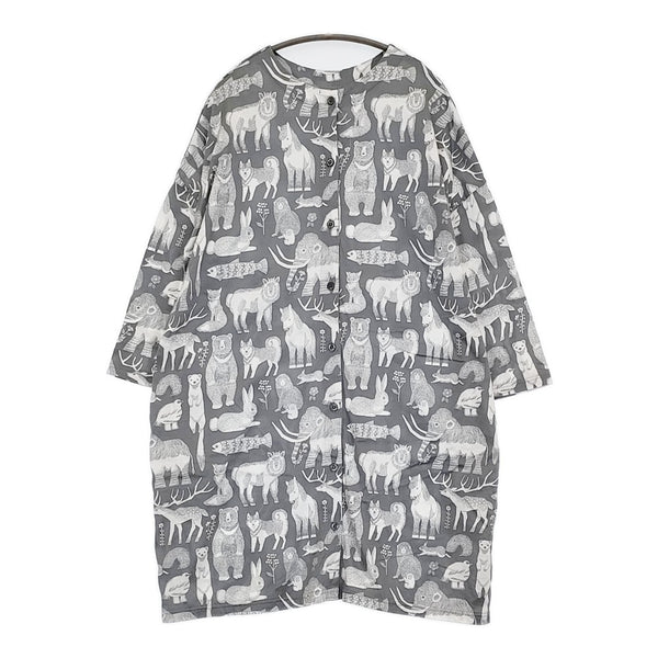 marble sud Nagano Nature ナガノネイチャー アニマル 動物 ワンピース 24SS グレー ホワイト レディース マーブルシュッド【中古】5-0614M♪