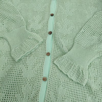 mina perhonen tulip 定価66000円 acs8900 mint 40 クルーネック カーディガン 24SS ライトグリーン レディース ミナペルホネン【中古】5-0614M♪