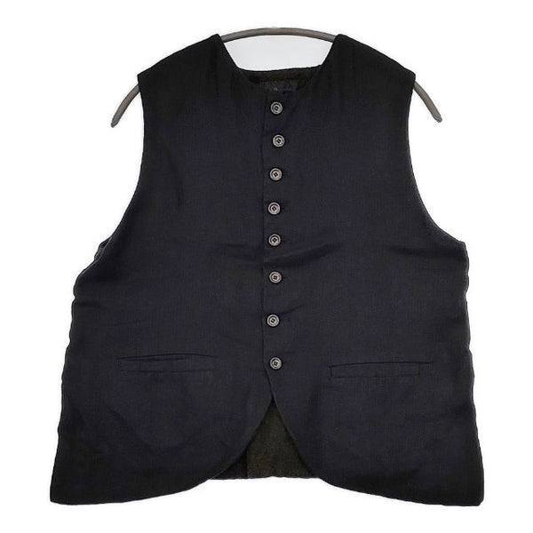 Vlas Blomme Wild Double Gauze 異素材切り替え 定価35200円 ジレ コルトレイクリネン ベスト 濃紺 ブラウン レディース ヴラスブラム【中古】5-0820T∞