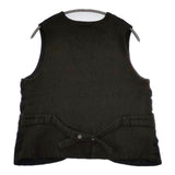 Vlas Blomme Wild Double Gauze 異素材切り替え 定価35200円 ジレ コルトレイクリネン ベスト 濃紺 ブラウン レディース ヴラスブラム【中古】5-0820T∞
