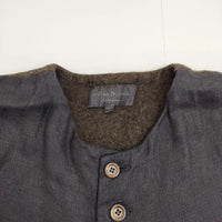 Vlas Blomme Wild Double Gauze 異素材切り替え 定価35200円 ジレ コルトレイクリネン ベスト 濃紺 ブラウン レディース ヴラスブラム【中古】5-0820T∞