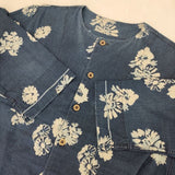 45R/45rpm ボーダーフラワープリントのドレス（インディゴ） 定価90200円 ワンピース 23SS ネイビー レディース フォーティーファイブアールピーエム【中古】5-1201M∞