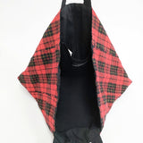 tricot COMME des GARCONS ウール タータンチェック トートバッグ レッド ブラック レディース トリココムデギャルソン【中古】5-1117T◎