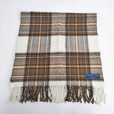 HIGHLAND TWEEDS 英国製 チェック ストール マフラー ブラウン ホワイト レディース ハイランドツイード【中古】5-1128T◎