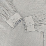 URBAN RESEARCH DOORS DR46-23E102 ピンタックフリルスタンドカラー ブラウス シャツ 24AW ブルー レディース アーバンリサーチドアーズ【中古】5-1201M∞