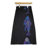 PLEATS PLEASE ISSEY MIYAKE フィッシュプリント プリーツスカート PP33-JG635 ロング ブラック レディース プリーツプリーズ【中古】5-0614M♪