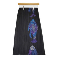 PLEATS PLEASE ISSEY MIYAKE フィッシュプリント プリーツスカート PP33-JG635 ロング ブラック レディース プリーツプリーズ【中古】5-0614M♪