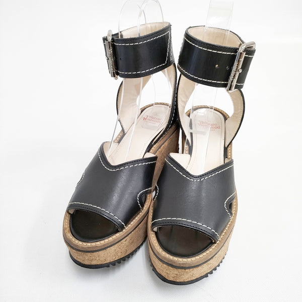 Vivienne Westwood ロッキンホース スレイブ コルク サイズ36 サンダル ブラック レディース ヴィヴィアンウエストウッド【中古】5-0809S◎