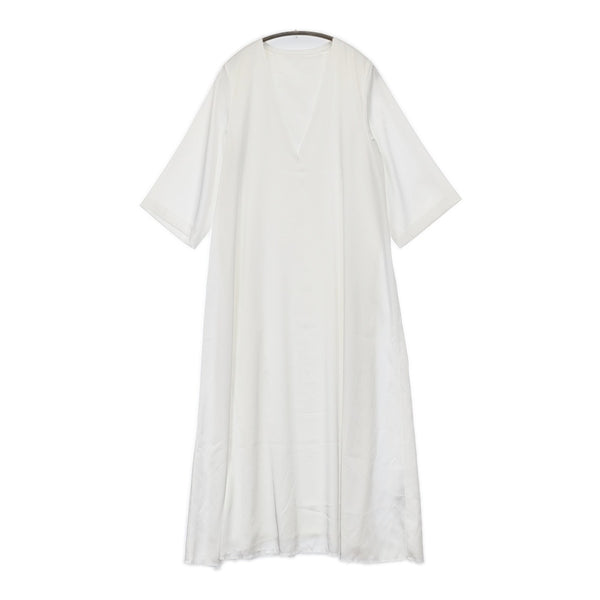 CITYSHOP SATIN KAFTAN DRESS 定価20900円 サイズ38 サテン Vネック ワンピース 24SS ホワイト レディース シティショップ【中古】5-0628M♪