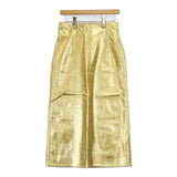 CITYSHOP FAUX LEATHER H/W スカート 合皮 フェイクレザー 定価19800円 ロングスカート 23AW ゴールド レディース シティショップ【中古】5-1023T∞