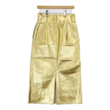 CITYSHOP FAUX LEATHER H/W スカート 合皮 フェイクレザー 定価19800円 ロングスカート 23AW ゴールド レディース シティショップ【中古】5-1023T∞