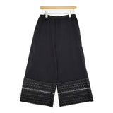prit 刺繍レース イージーパンツ ワイドパンツ 製品洗い コットン パンツ ブラック レディース プリット【中古】5-1022G∞
