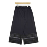 prit 刺繍レース イージーパンツ ワイドパンツ 製品洗い コットン パンツ ブラック レディース プリット【中古】5-1022G∞