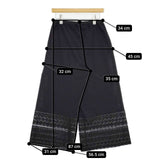 prit 刺繍レース イージーパンツ ワイドパンツ 製品洗い コットン パンツ ブラック レディース プリット【中古】5-1022G∞