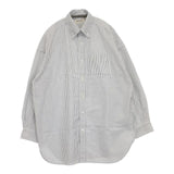 BEAMS BOY オックスフォードストライプボタンダウンシャツ ビッグシルエット 長袖シャツ ホワイト グレー レディース ビームスボーイ【中古】5-1022M∞