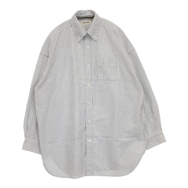 BEAMS BOY オックスフォードストライプボタンダウンシャツ ビッグシルエット 長袖シャツ ホワイト グレー レディース ビームスボーイ【中古】5-1022M∞