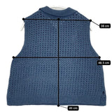 mizuiro-ind 襟付きショートベスト メッシュパターン ノースリーブニット ベスト ブルー レディース ミズイロインド【中古】5-1023T∞