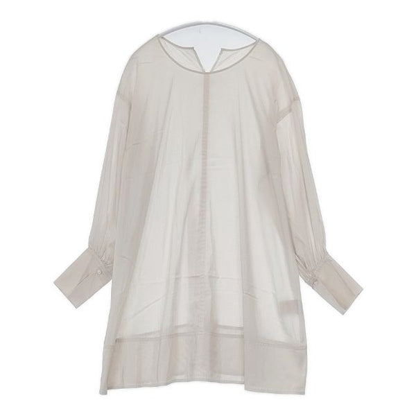 PLAIN PEOPLE ベールローンギャザーチュニック 定価29700円 ブラウス シャツ ベージュ レディース プレインピープル【中古】5-0816M∞