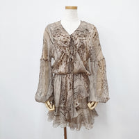 Blumarine シルク パイソン柄 チュニック ワンピース ベージュ レディース ブルマリン【中古】5-0811M◎