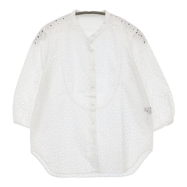 MARGARET HOWELL カットワーク 刺繍 日本製 七分袖 ブラウス シャツ ホワイト レディース マーガレットハウエル【中古】5-0708M♪
