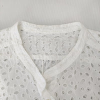 MARGARET HOWELL カットワーク 刺繍 日本製 七分袖 ブラウス シャツ ホワイト レディース マーガレットハウエル【中古】5-0708M♪