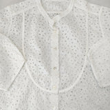 MARGARET HOWELL カットワーク 刺繍 日本製 七分袖 ブラウス シャツ ホワイト レディース マーガレットハウエル【中古】5-0708M♪