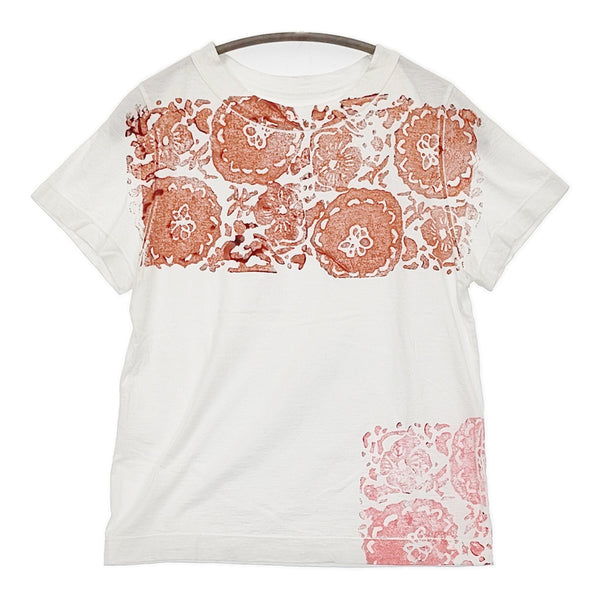 45R/45rpm 花柄ブロックプリント45星T-SHIRT 半袖Ｔシャツ ホワイト レッド レディース フォーティーファイブアールピーエム【中古】5-0708S♪