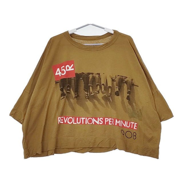 45R/45rpm でこぼこ天竺のグラフィックビッグTシャツ 長袖Ｔシャツ カットソー ロンＴ ブラウン レディース フォーティーファイブアールピーエム【中古】5-0816M∞